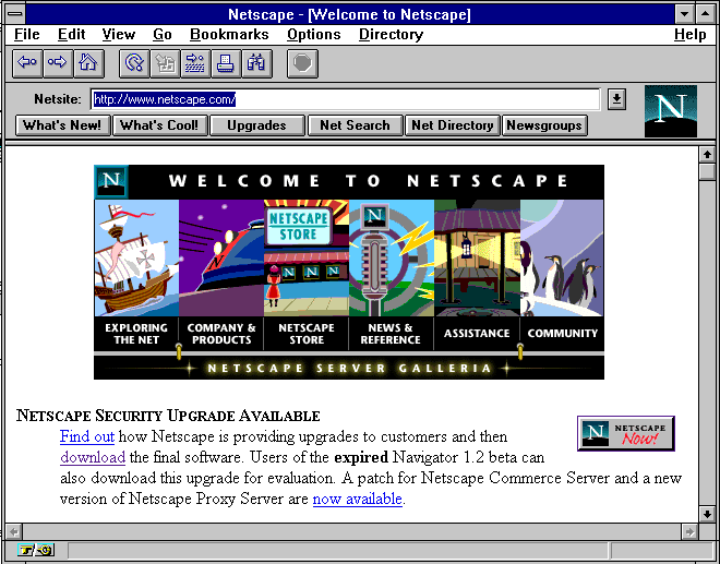 La page d'accueil du navigateur Netscape, 20 ans plus tard.